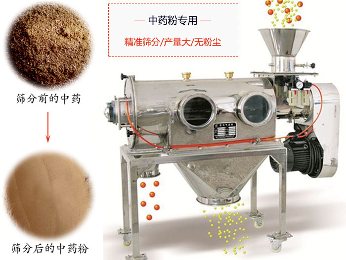 WQS50-130卧式气流筛：中药粉专用筛：精度筛分/产量大/无粉尘符合标准。